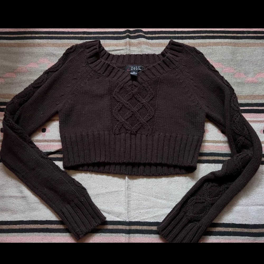 cropped brown sweater